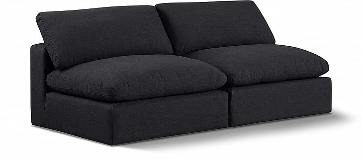Meridian Comfy Linen Textured Fabric Sofa in Black Linen Textured Fabric 187Black-S78
