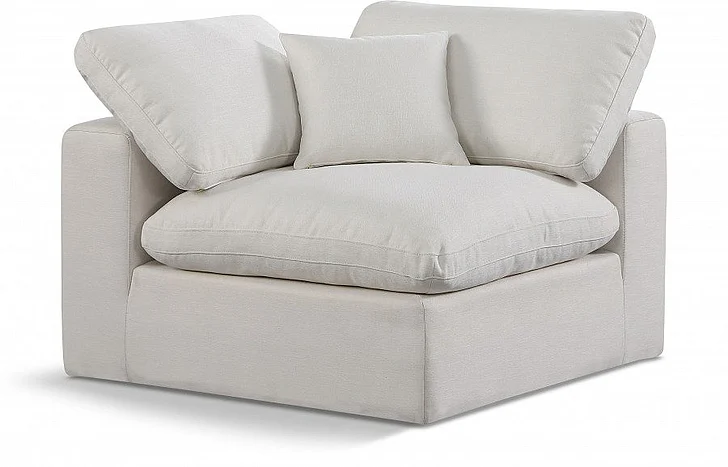 Meridian Comfy Linen Textured Fabric Corner Chair in Cream Linen Textured Fabric 187Cream-Corner