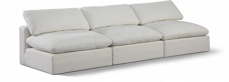 Meridian Comfy Linen Textured Fabric Sofa in Cream Linen Textured Fabric 187Cream-S117