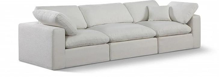 Meridian Comfy Linen Textured Fabric Sofa in Cream Linen Textured Fabric 187Cream-S119