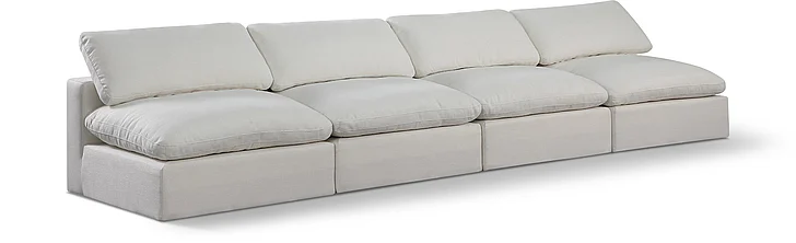 Meridian Comfy Linen Textured Fabric Sofa in Cream Linen Textured Fabric 187Cream-S156