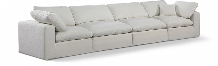 Meridian Comfy Linen Textured Fabric Sofa in Cream Linen Textured Fabric 187Cream-S158
