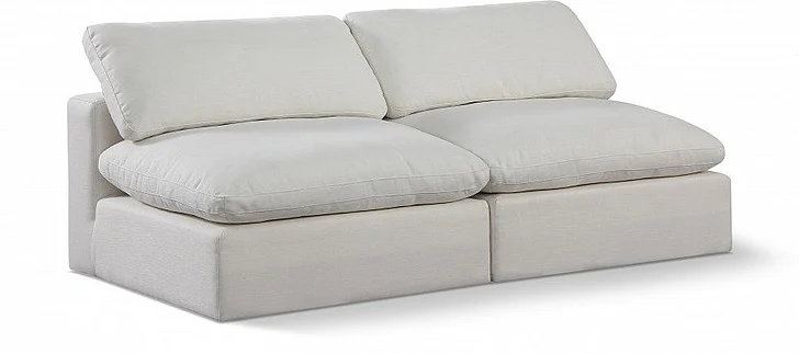 Meridian Comfy Linen Textured Fabric Sofa in Cream Linen Textured Fabric 187Cream-S78
