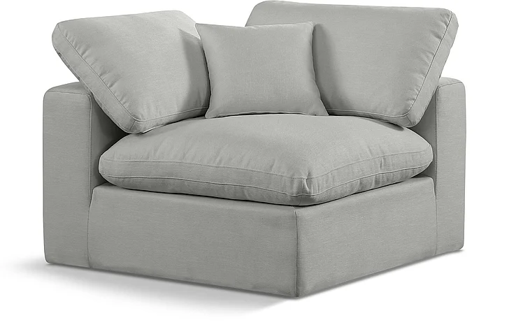 Meridian Comfy Linen Textured Fabric Corner Chair in Grey Linen Textured Fabric 187Grey-Corner