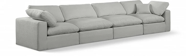 Meridian Comfy Linen Textured Fabric Sofa in Grey Linen Textured Fabric 187Grey-S158