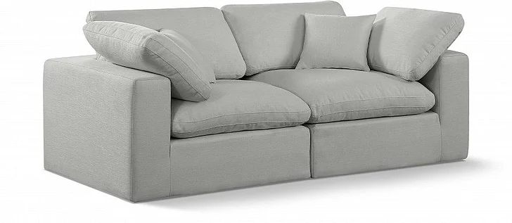 Meridian Comfy Linen Textured Fabric Sofa in Grey Linen Textured Fabric 187Grey-S80