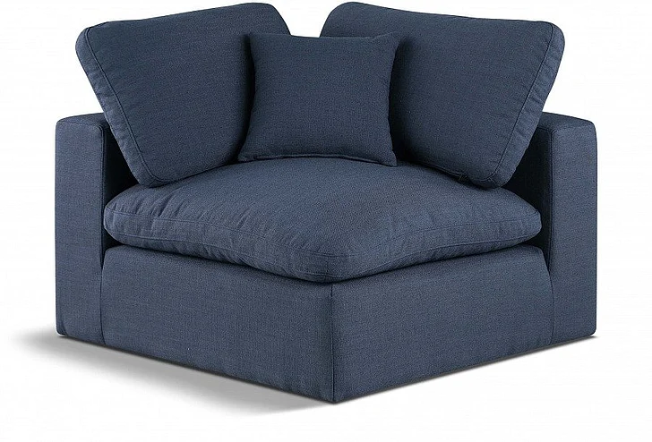 Meridian Comfy Linen Textured Fabric Corner Chair in Navy Linen Textured Fabric 187Navy-Corner