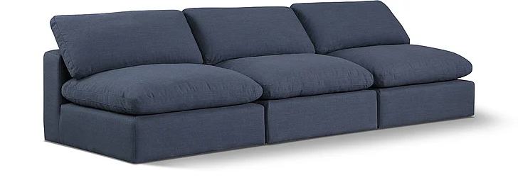 Meridian Comfy Linen Textured Fabric Sofa in Navy Linen Textured Fabric 187Navy-S117