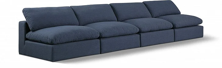 Meridian Comfy Linen Textured Fabric Sofa in Navy Linen Textured Fabric 187Navy-S156