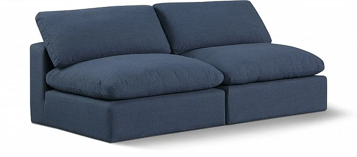 Meridian Comfy Linen Textured Fabric Sofa in Navy Linen Textured Fabric 187Navy-S78