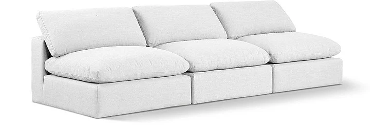 Meridian Comfy Linen Textured Fabric Sofa in White Linen Textured Fabric 187White-S117