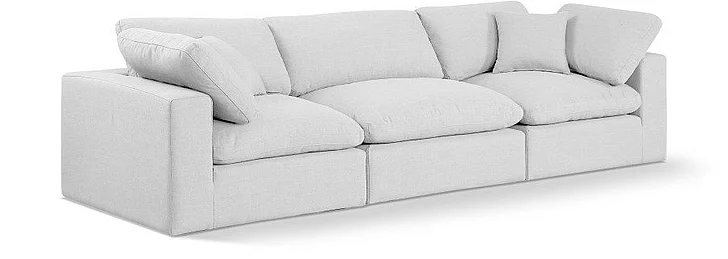Meridian Comfy Linen Textured Fabric Sofa in White Linen Textured Fabric 187White-S119