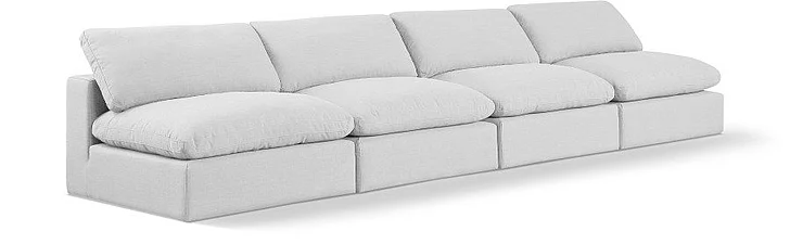 Meridian Comfy Linen Textured Fabric Sofa in White Linen Textured Fabric 187White-S156