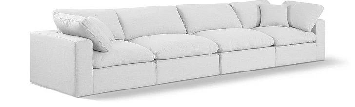 Meridian Comfy Linen Textured Fabric Sofa in White Linen Textured Fabric 187White-S158