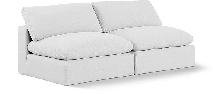 Meridian Comfy Linen Textured Fabric Sofa in White Linen Textured Fabric 187White-S78