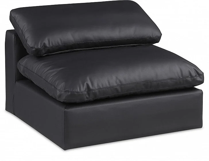 Meridian Comfy Faux Leather Armless Chair in Black Faux Leather 188Black-Armless