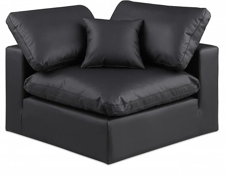 Meridian Comfy Faux Leather Corner Chair in Black Faux Leather 188Black-Corner