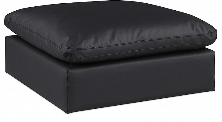 Meridian Comfy Faux Leather Ottoman in Black Faux Leather 188Black-Ott