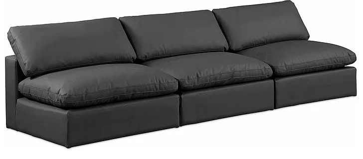 Meridian Comfy Faux Leather Sofa in Black Faux Leather 188Black-S117