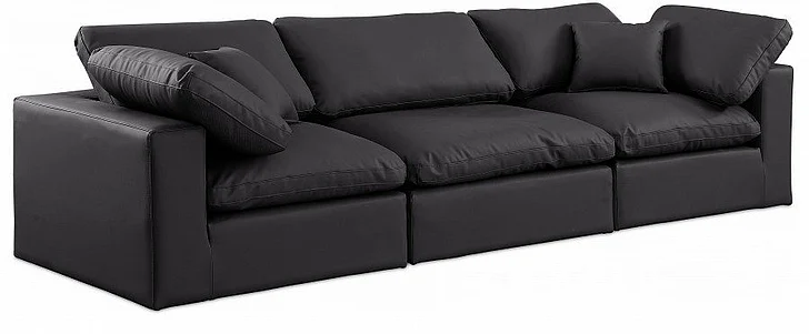 Meridian Comfy Faux Leather Sofa in Black Faux Leather 188Black-S119
