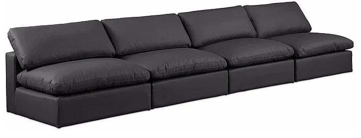 Meridian Comfy Faux Leather Sofa in Black Faux Leather 188Black-S156