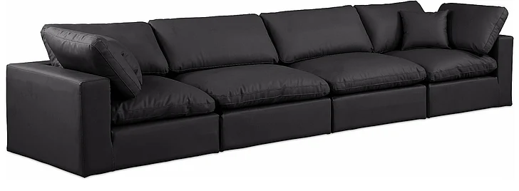 Meridian Comfy Faux Leather Sofa in Black Faux Leather 188Black-S158