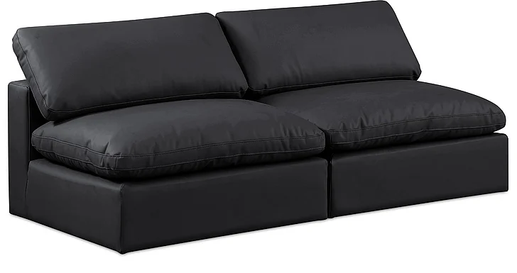Meridian Comfy Faux Leather Sofa in Black Faux Leather 188Black-S78