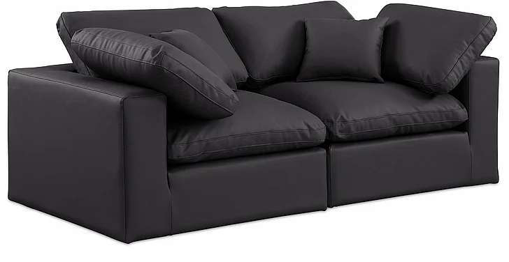 Meridian Comfy Faux Leather Sofa in Black Faux Leather 188Black-S80