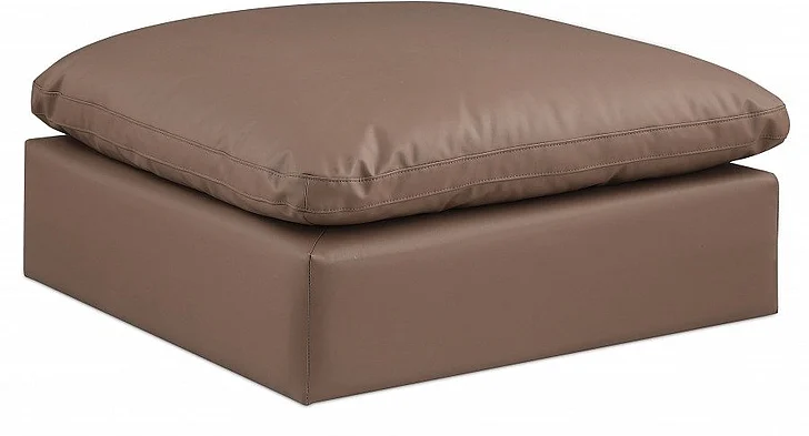 Meridian Comfy Faux Leather Ottoman in Brown Faux Leather 188Brown-Ott