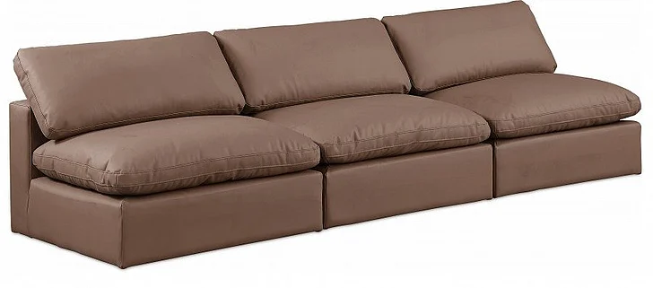 Meridian Comfy Faux Leather Sofa in Brown Faux Leather 188Brown-S117
