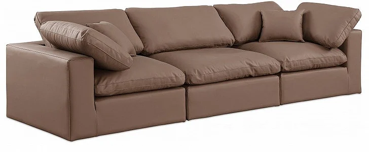 Meridian Comfy Faux Leather Sofa in Brown Faux Leather 188Brown-S119