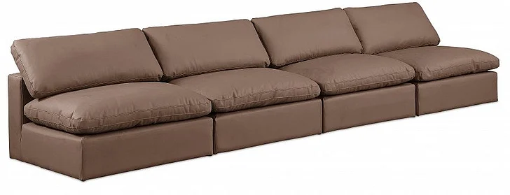 Meridian Comfy Faux Leather Sofa in Brown Faux Leather 188Brown-S156