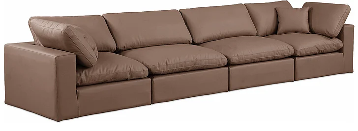 Meridian Comfy Faux Leather Sofa in Brown Faux Leather 188Brown-S158