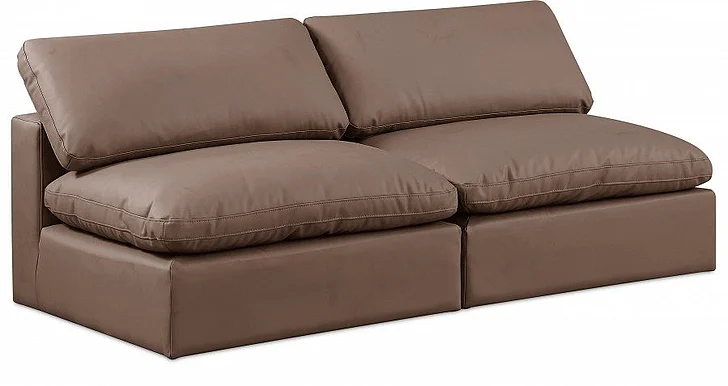 Meridian Comfy Faux Leather Sofa in Brown Faux Leather 188Brown-S78