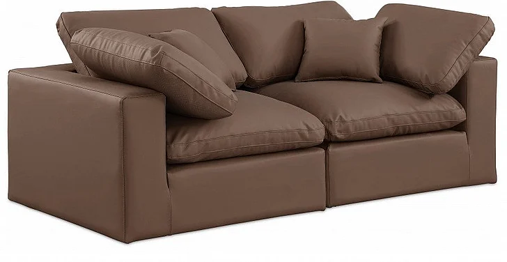 Meridian Comfy Faux Leather Sofa in Brown Faux Leather 188Brown-S80