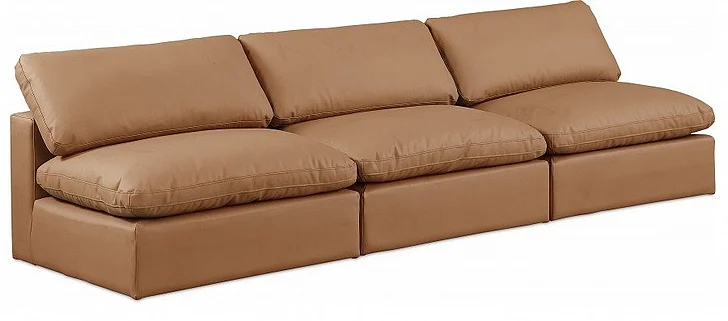 Meridian Comfy Faux Leather Sofa in Cognac Faux Leather 188Cognac-S117