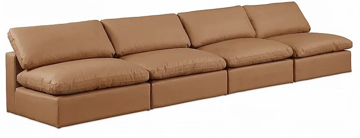 Meridian Comfy Faux Leather Sofa in Cognac Faux Leather 188Cognac-S156