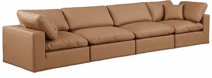 Meridian Comfy Faux Leather Sofa in Cognac Faux Leather 188Cognac-S158