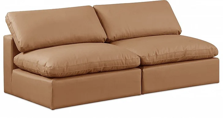 Meridian Comfy Faux Leather Sofa in Cognac Faux Leather 188Cognac-S78