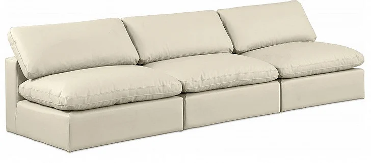 Meridian Comfy Faux Leather Sofa in Cream Faux Leather 188Cream-S117
