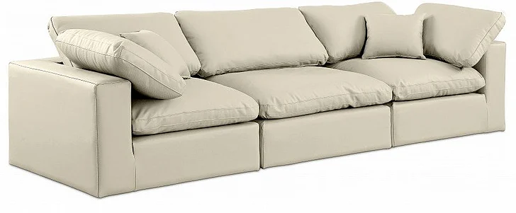 Meridian Comfy Faux Leather Sofa in Cream Faux Leather 188Cream-S119