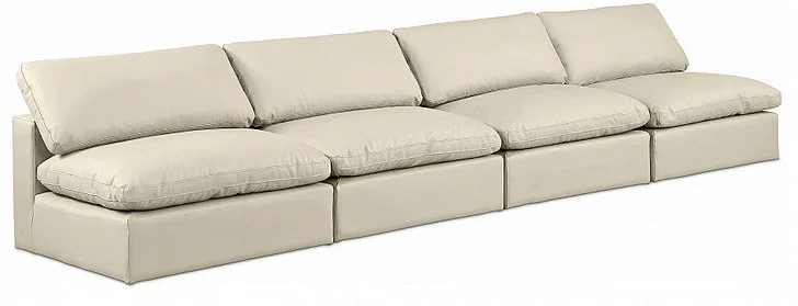 Meridian Comfy Faux Leather Sofa in Cream Faux Leather 188Cream-S156