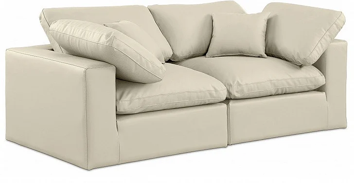 Meridian Comfy Faux Leather Sofa in Cream Faux Leather 188Cream-S80