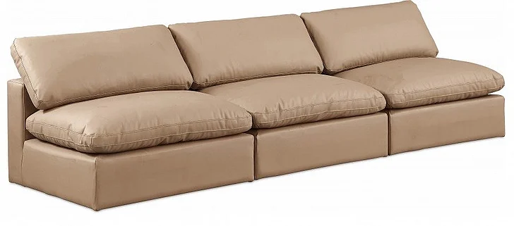 Meridian Comfy Faux Leather Sofa in Tan Faux Leather 188Tan-S117