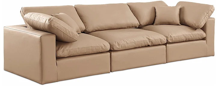 Meridian Comfy Faux Leather Sofa in Tan Faux Leather 188Tan-S119