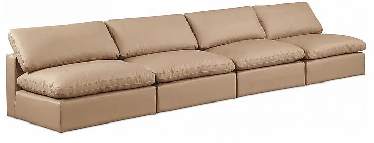 Meridian Comfy Faux Leather Sofa in Tan Faux Leather 188Tan-S156