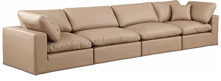 Meridian Comfy Faux Leather Sofa in Tan Faux Leather 188Tan-S158