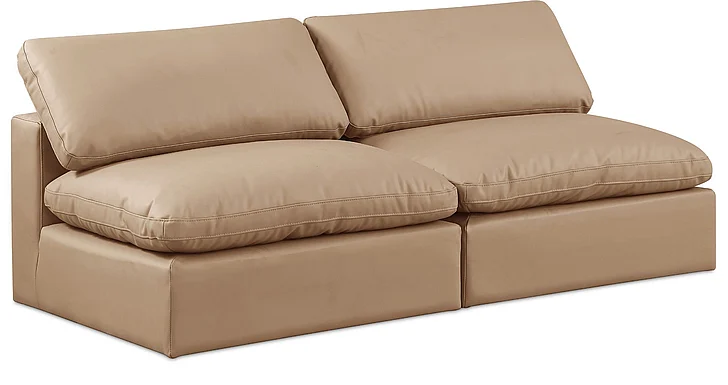 Meridian Comfy Faux Leather Sofa in Tan Faux Leather 188Tan-S78