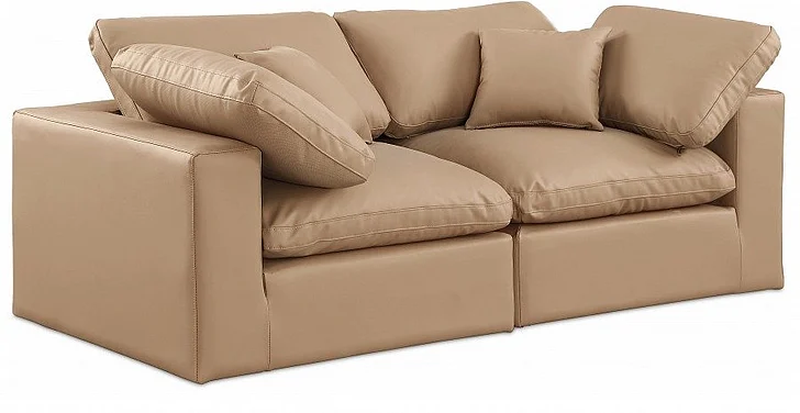 Meridian Comfy Faux Leather Sofa in Tan Faux Leather 188Tan-S80