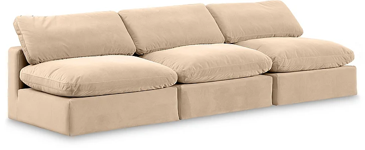 Meridian Comfy Velvet Sofa in Beige Velvet 189Beige-S117
